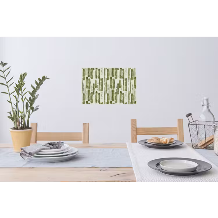 Muursticker - Groen - Abstract - Penseelstreken - Linnen - Patroon — 3