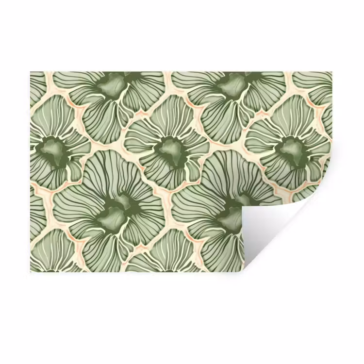 Muursticker - Groen - Botanisch - Bloemen - Organisch - Patroon — 1