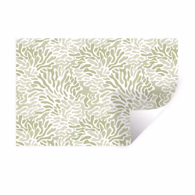 Muursticker - Saliegroen - Abstract - Organisch - Koraal - Patroon — 1