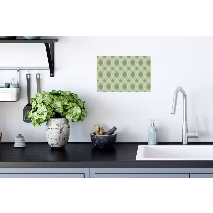 Muursticker - Saliegroen - Geometrisch - Organisch - Traliewerk - Patroon — 2