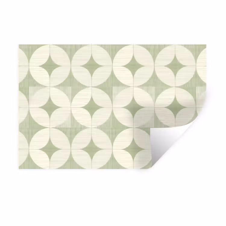 Muursticker - Saliegroen - Geometrisch - Retro - Mid-Century - Patroon — 1