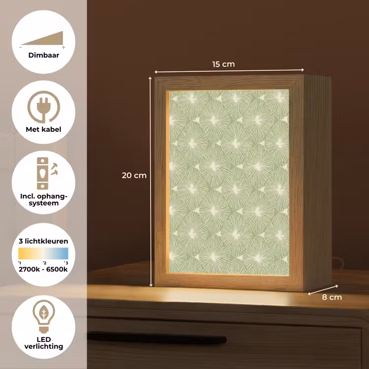 Gepersonaliseerd Lightbox - Saliegroen - Botanisch - Ruiten - Organisch - Patroon — 7