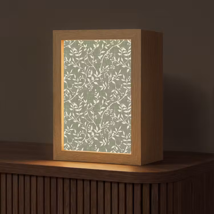 Gepersonaliseerd Lightbox - Saliegroen - Botanisch - Takken - Besjes - Linnen - Patroon — 1