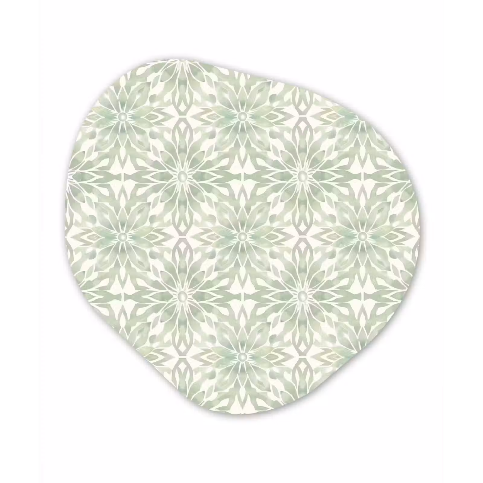 Organisch schilderij aluminium - Saliegroen - Symmetrisch - Mandala - Ornament - Patroon — 1