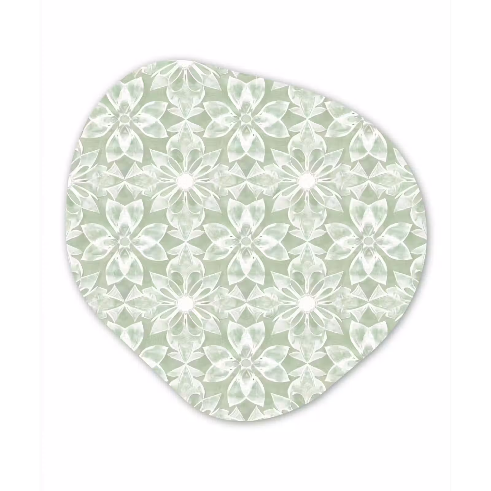 Organisch schilderij aluminium - Saliegroen - Symmetrisch - Mandala - Ornament - Patroon — 1