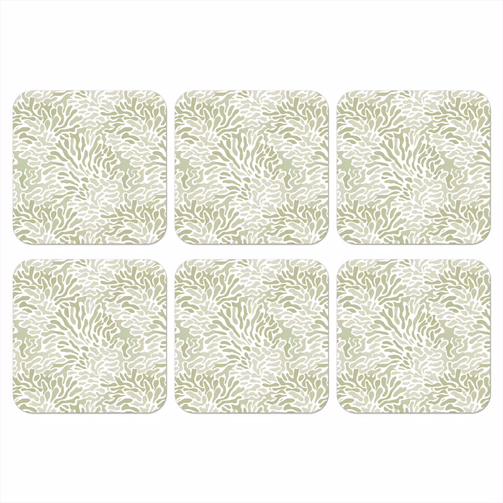 Onderzetter - Saliegroen - Abstract - Organisch - Koraal - Patroon — 1