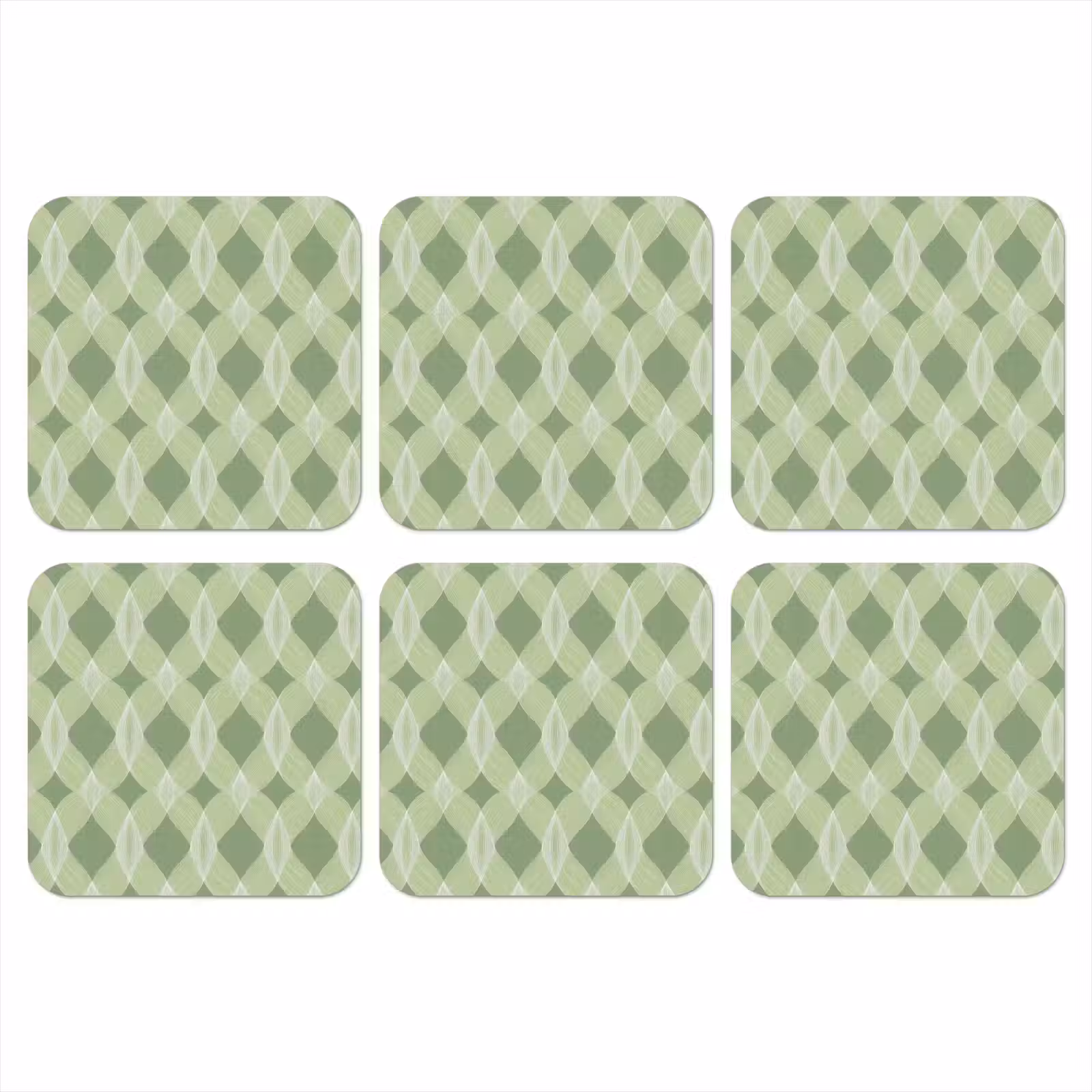 Onderzetter - Saliegroen - Geometrisch - Organisch - Traliewerk - Patroon — 1