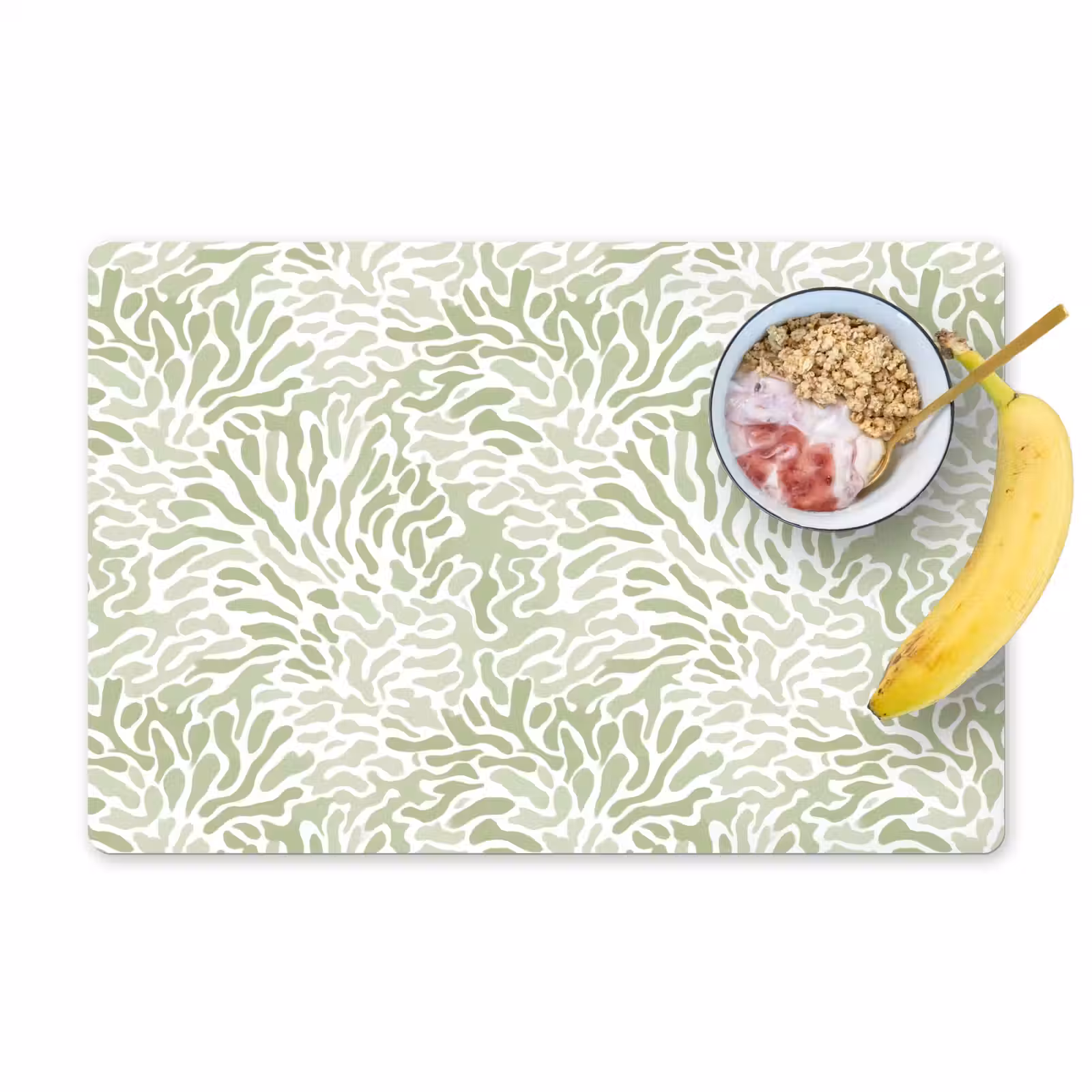 Placemat - 6 stuks - Saliegroen - Abstract - Organisch - Koraal - Patroon — 1