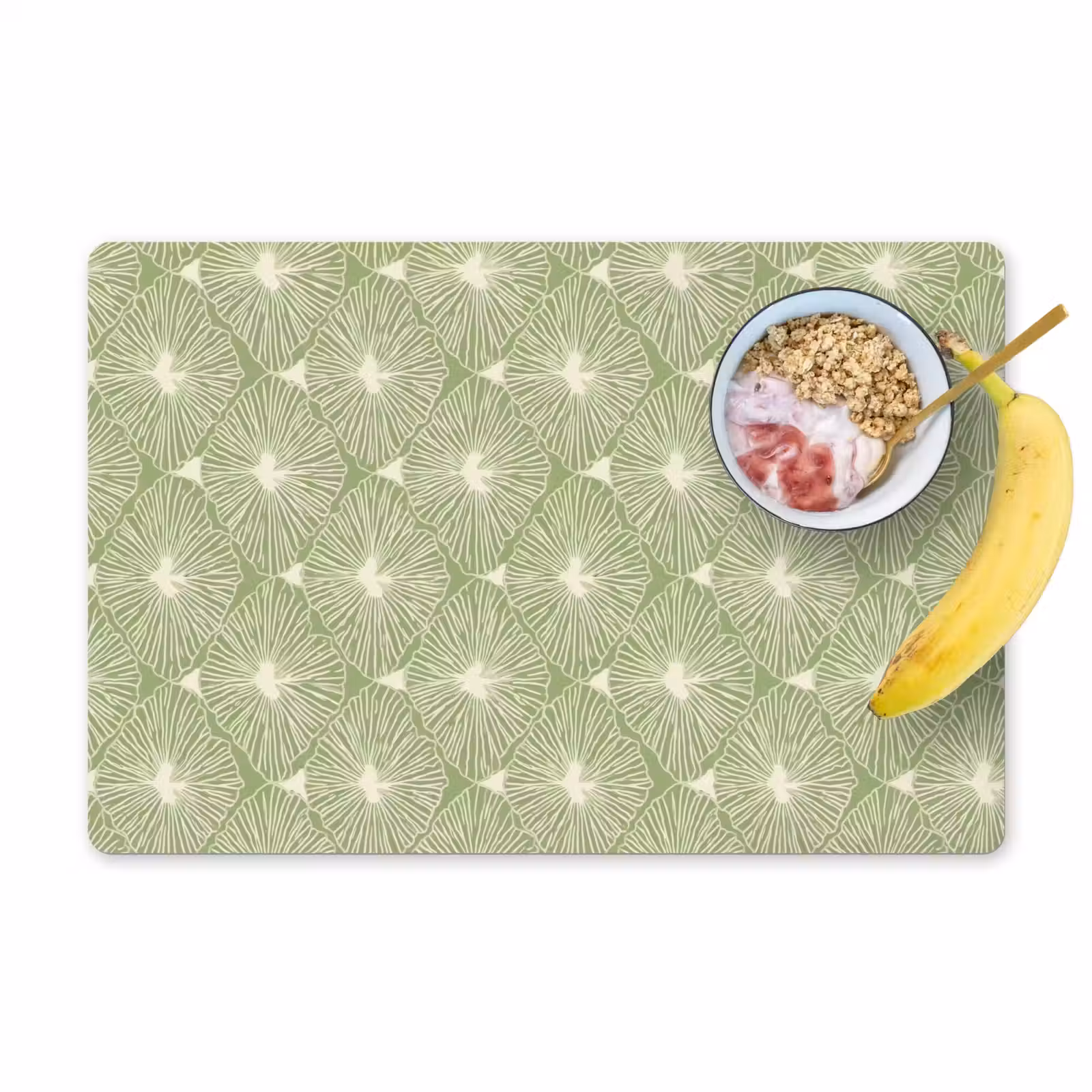 Placemat - 6 stuks - Saliegroen - Botanisch - Ruiten - Organisch - Patroon — 1