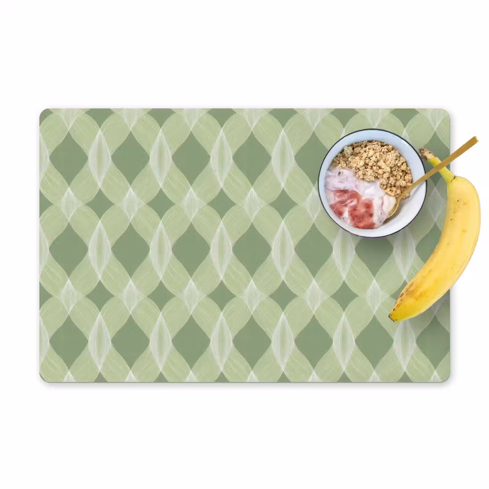 Placemat - 6 stuks - Saliegroen - Geometrisch - Organisch - Traliewerk - Patroon — 1