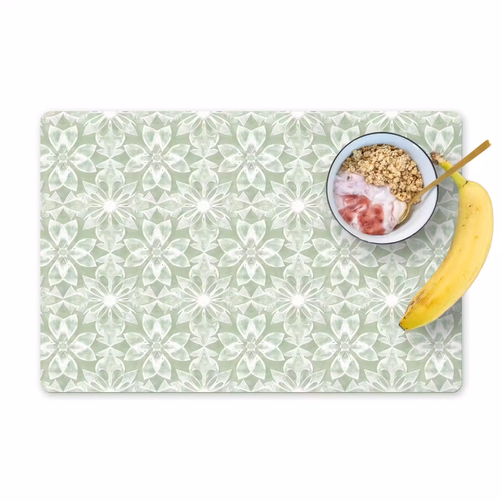 Placemat - 6 stuks - Saliegroen - Symmetrisch - Mandala - Ornament - Patroon — 1