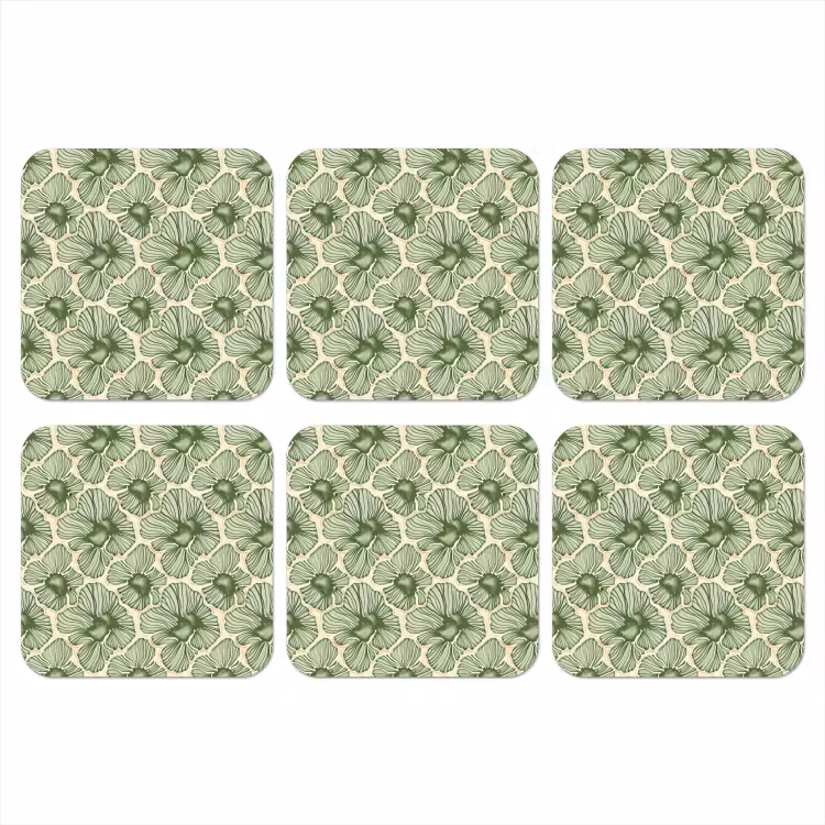 Onderzetter - Groen - Botanisch - Bloemen - Organisch - Patroon — 1