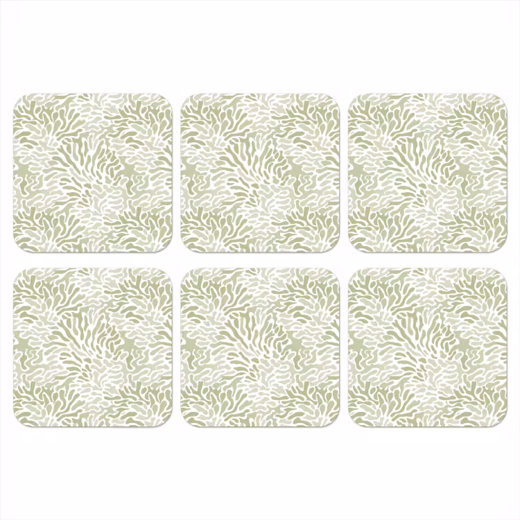 Onderzetter - Saliegroen - Abstract - Organisch - Koraal - Patroon — 1