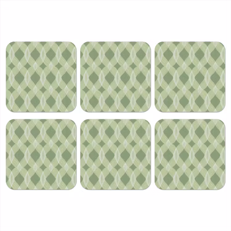 Onderzetter - Saliegroen - Geometrisch - Organisch - Traliewerk - Patroon — 1