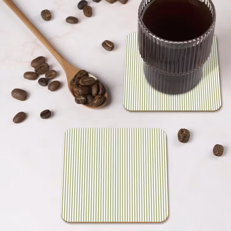 Onderzetter - Saliegroen - Strepen - Minimalistisch - Patroon — 4