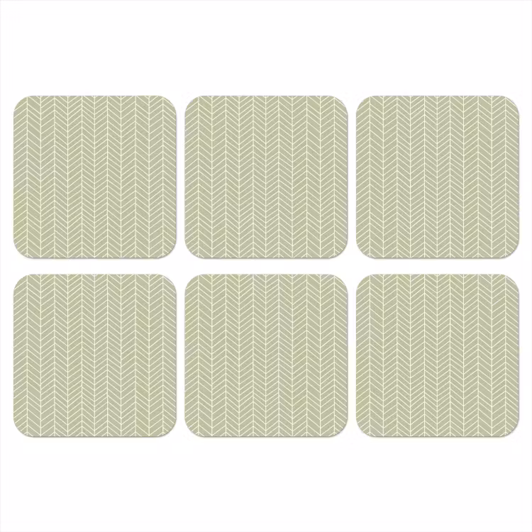 Onderzetter - Saliegroen - Visgraat - Geometrisch - Patroon — 1