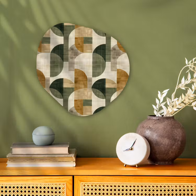 Organisch schilderij forex - Olijfgroen - Geometrisch - Abstract - Mid-Century - Linnen - Patroon — 2
