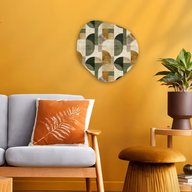 Organisch schilderij forex - Olijfgroen - Geometrisch - Abstract - Mid-Century - Linnen - Patroon — 3