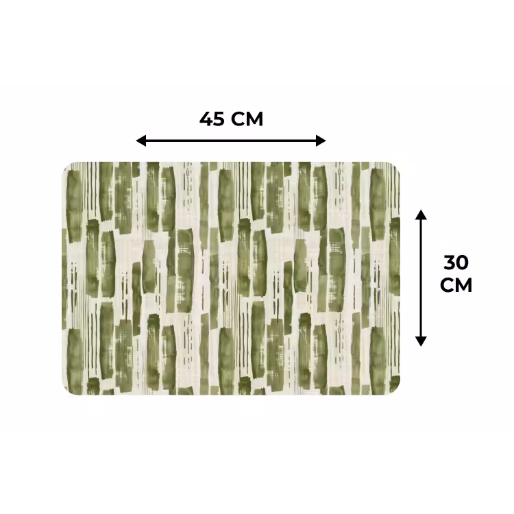 Placemat - 6 stuks - Groen - Abstract - Penseelstreken - Linnen - Patroon — 3
