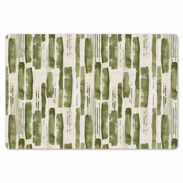 Placemat - 6 stuks - Groen - Abstract - Penseelstreken - Linnen - Patroon — 7