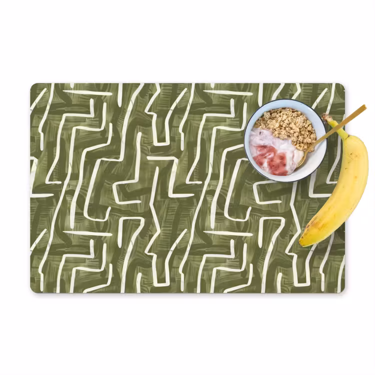 Placemat - 6 stuks - Groen - Abstract - Penseelstreken - Patroon — 1