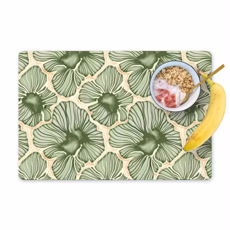 Placemat - 6 stuks - Groen - Botanisch - Bloemen - Organisch - Patroon — 1