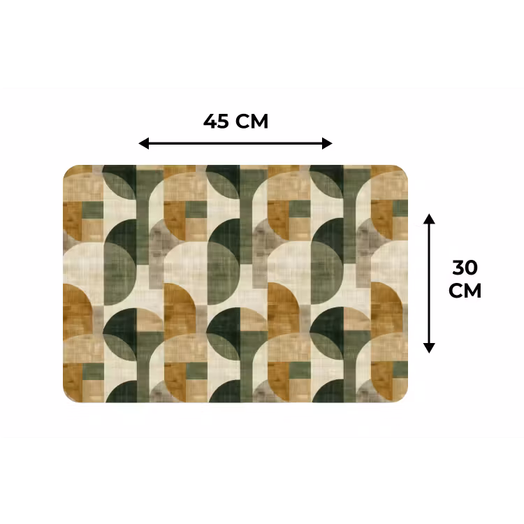 Placemat - 6 stuks - Olijfgroen - Geometrisch - Abstract - Mid-Century - Linnen - Patroon — 3