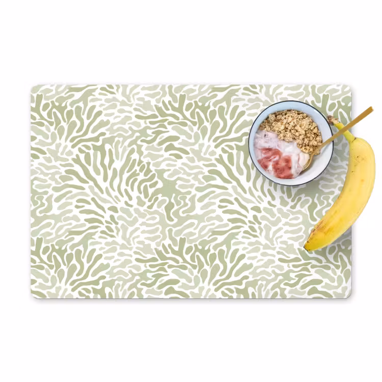 Placemat - 6 stuks - Saliegroen - Abstract - Organisch - Koraal - Patroon — 1