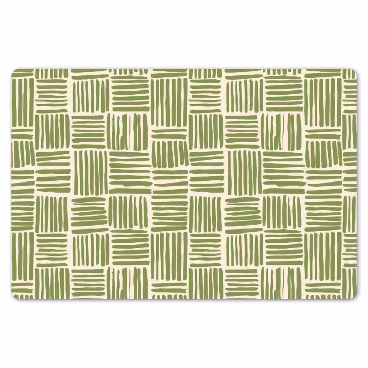 Placemat - 6 stuks - Saliegroen - Blokken - Handgetekend - Patroon — 7
