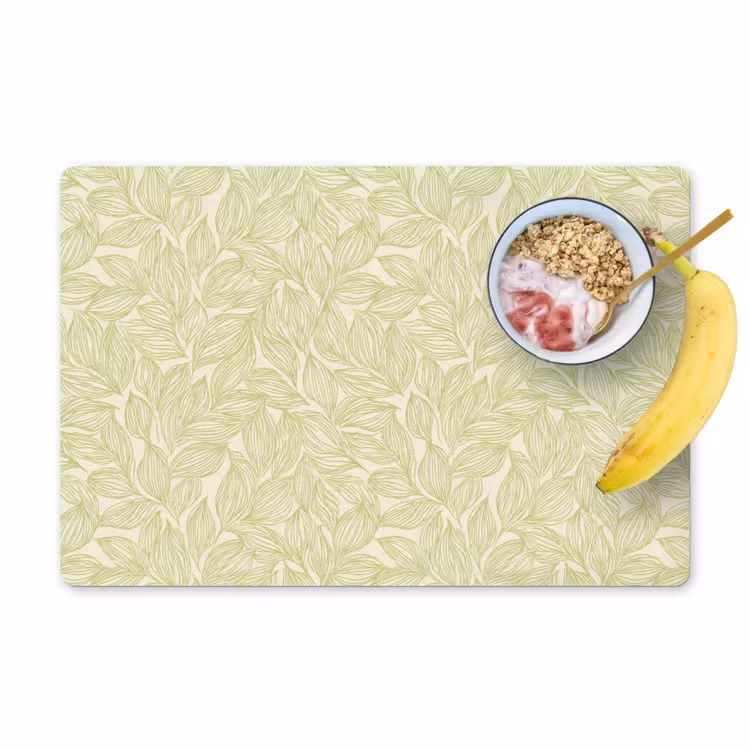 Placemat - 6 stuks - Saliegroen - Botanisch - Bladeren - Handgetekend - Patroon — 1