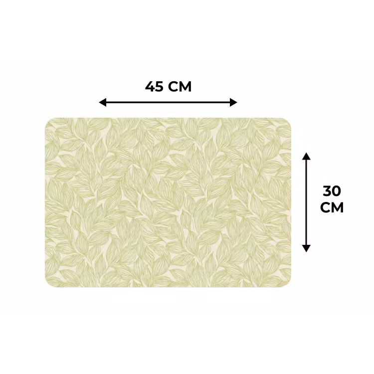 Placemat - 6 stuks - Saliegroen - Botanisch - Bladeren - Handgetekend - Patroon — 3