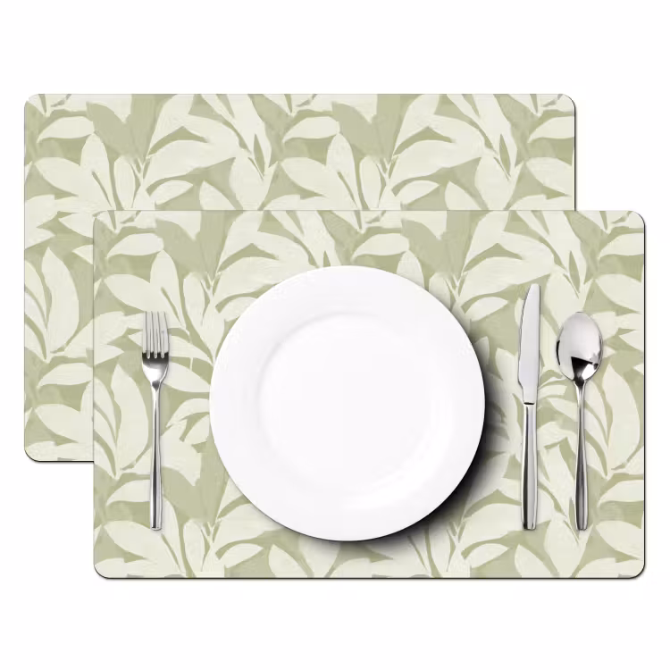 Placemat - 6 stuks - Saliegroen - Botanisch - Minimalistisch - Patroon — 2