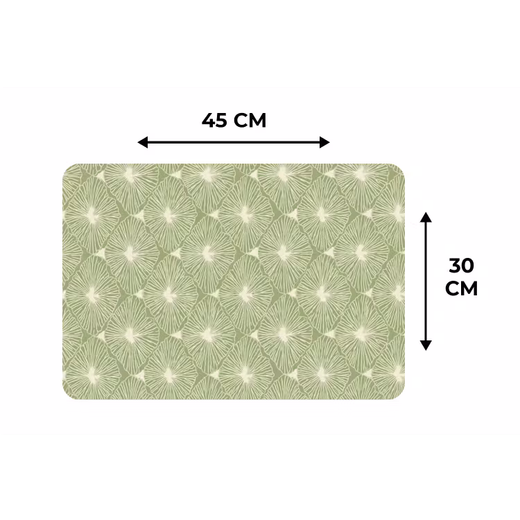 Placemat - 6 stuks - Saliegroen - Botanisch - Ruiten - Organisch - Patroon — 3