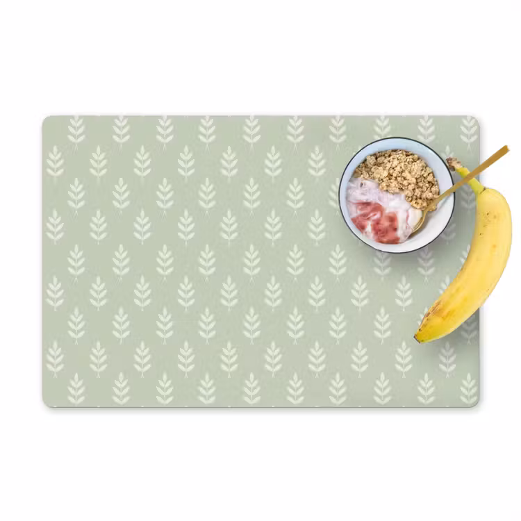 Placemat - 6 stuks - Saliegroen - Botanisch - Takjes - Minimalistisch - Patroon — 1