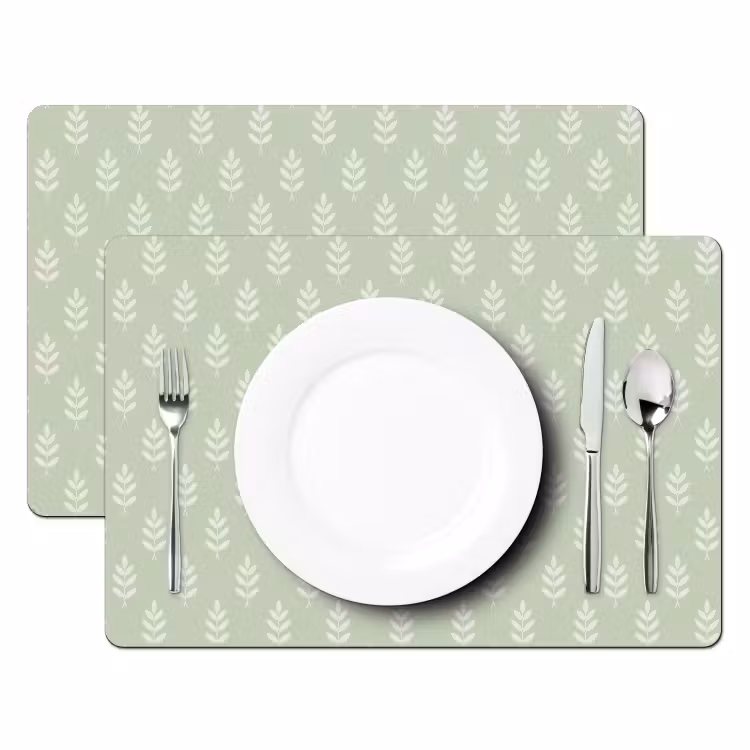 Placemat - 6 stuks - Saliegroen - Botanisch - Takjes - Minimalistisch - Patroon — 2