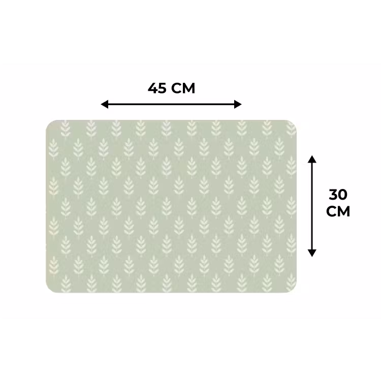 Placemat - 6 stuks - Saliegroen - Botanisch - Takjes - Minimalistisch - Patroon — 3