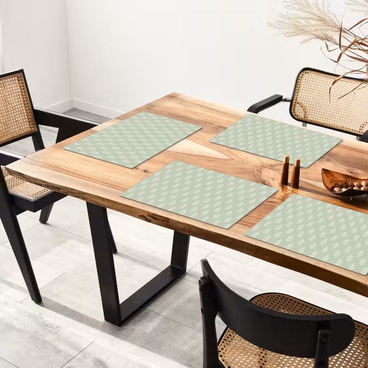 Placemat - 6 stuks - Saliegroen - Botanisch - Takjes - Minimalistisch - Patroon — 5
