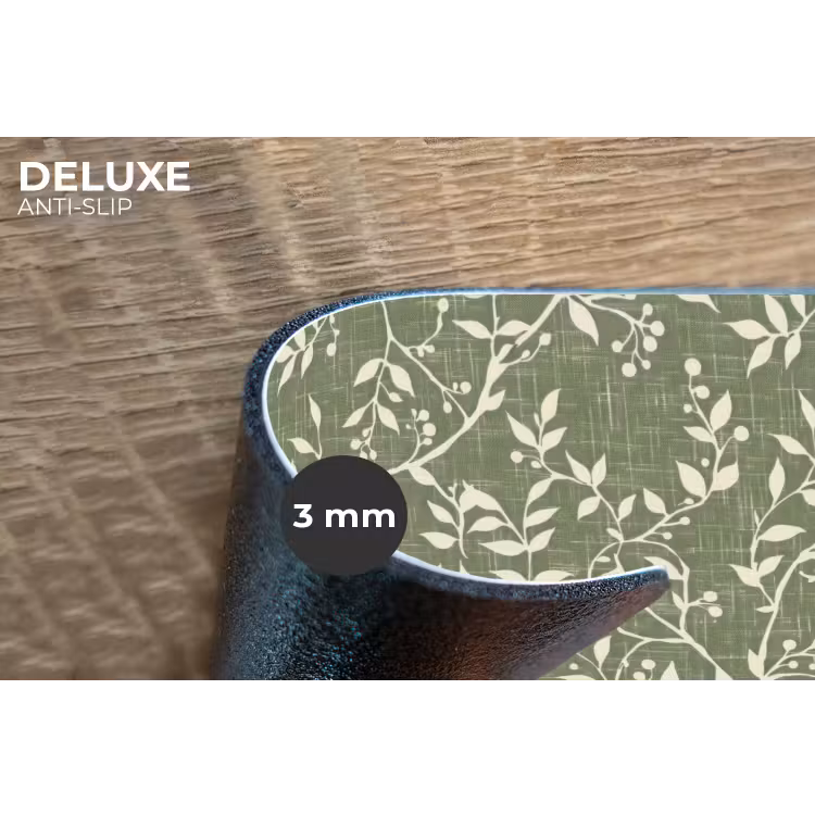 Placemat - 6 stuks - Saliegroen - Botanisch - Takken - Besjes - Linnen - Patroon — 4