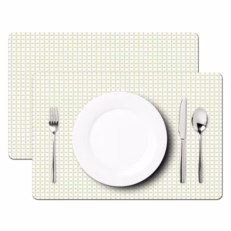Placemat - 6 stuks - Saliegroen - Geometrisch - Cirkels - Patroon — 2