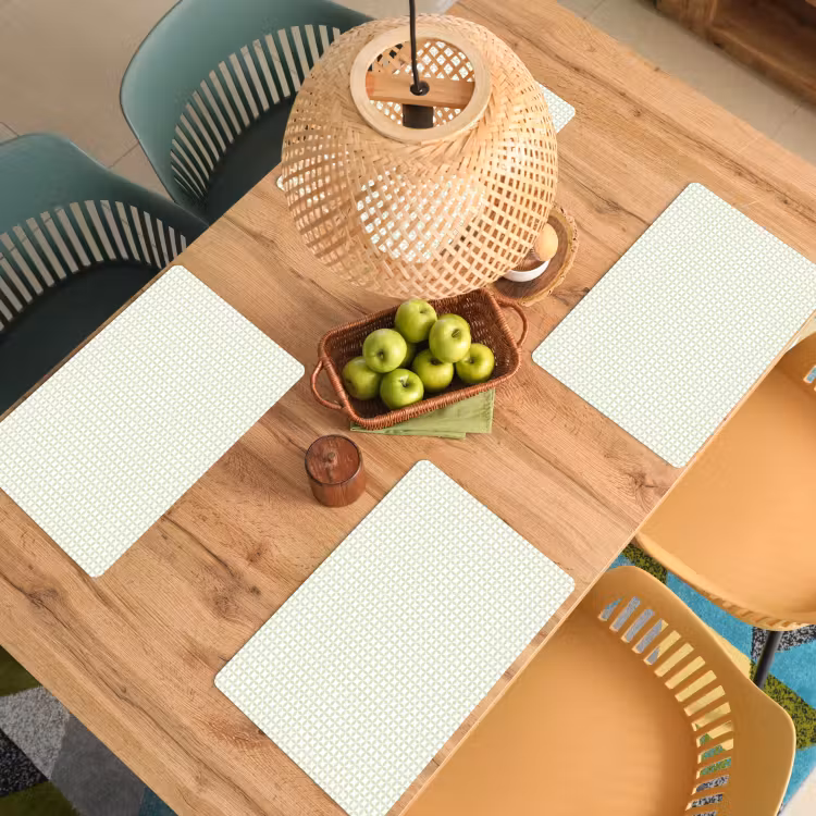 Placemat - 6 stuks - Saliegroen - Geometrisch - Cirkels - Patroon — 6