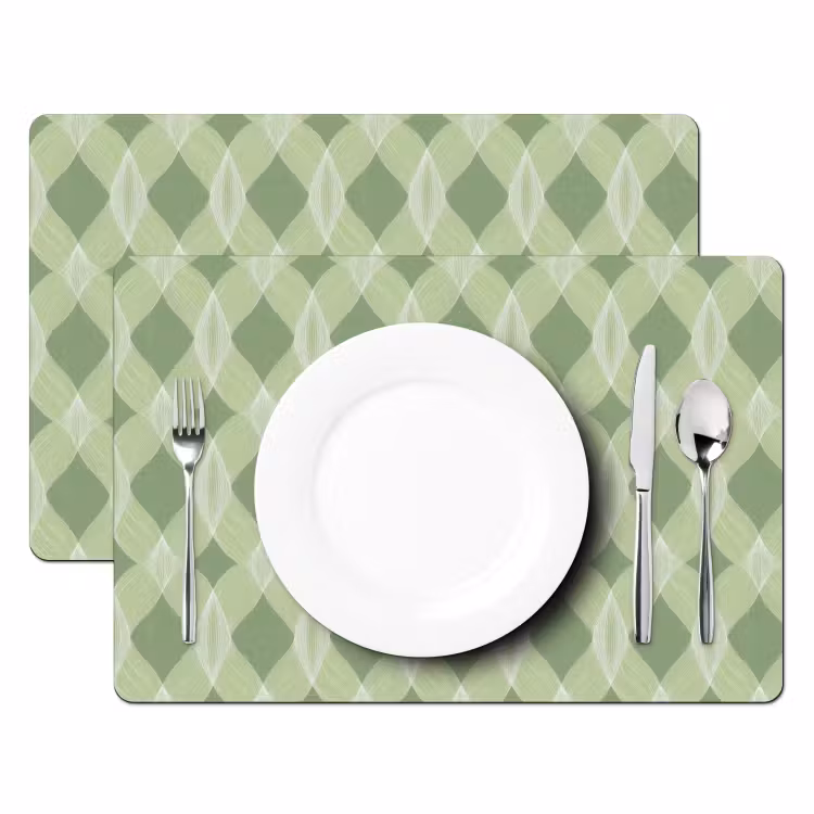 Placemat - 6 stuks - Saliegroen - Geometrisch - Organisch - Traliewerk - Patroon — 2