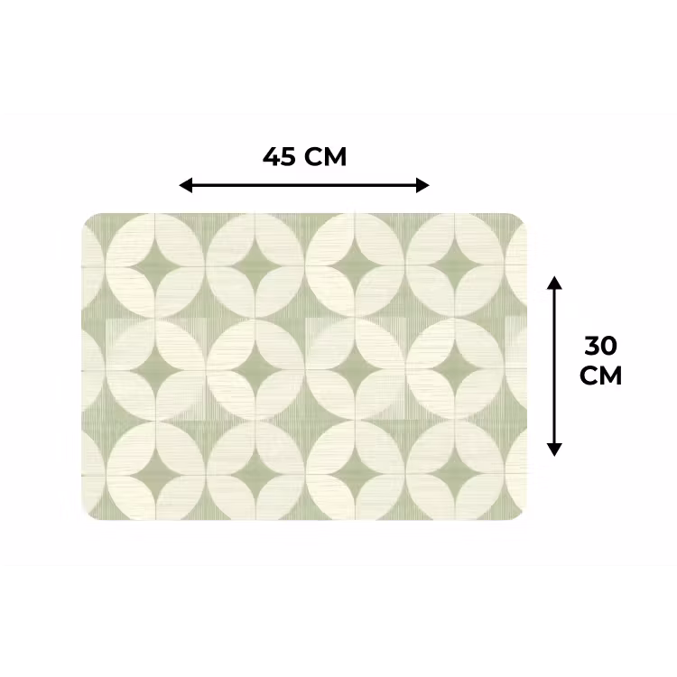Placemat - 6 stuks - Saliegroen - Geometrisch - Retro - Mid-Century - Patroon — 3