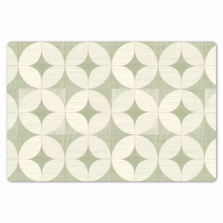 Placemat - 6 stuks - Saliegroen - Geometrisch - Retro - Mid-Century - Patroon — 7