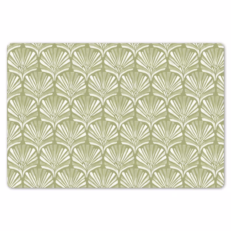 Placemat - 6 stuks - Saliegroen - Ginkgo Biloba - Waaier - Patroon — 7