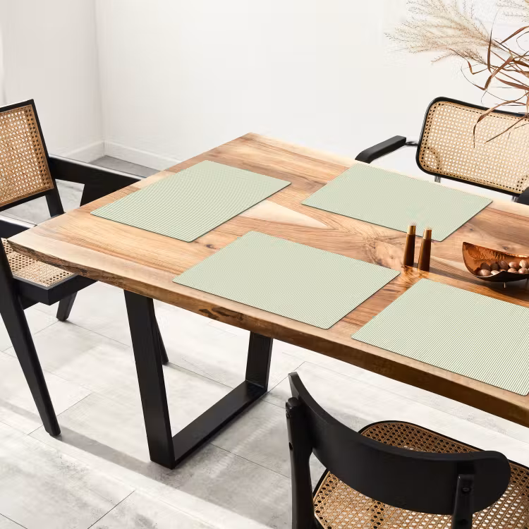 Placemat - 6 stuks - Saliegroen - Strepen - Minimalistisch - Patroon — 5