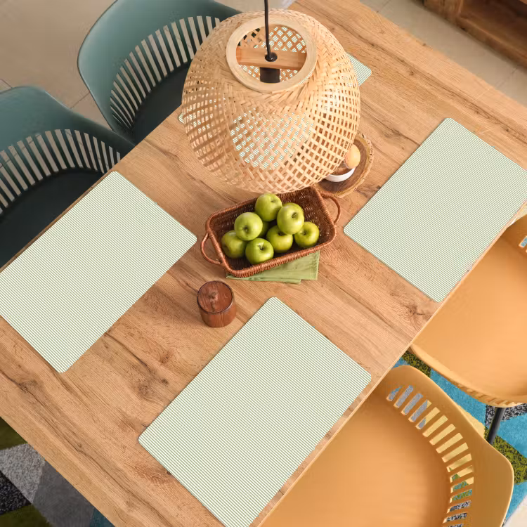 Placemat - 6 stuks - Saliegroen - Strepen - Minimalistisch - Patroon — 6