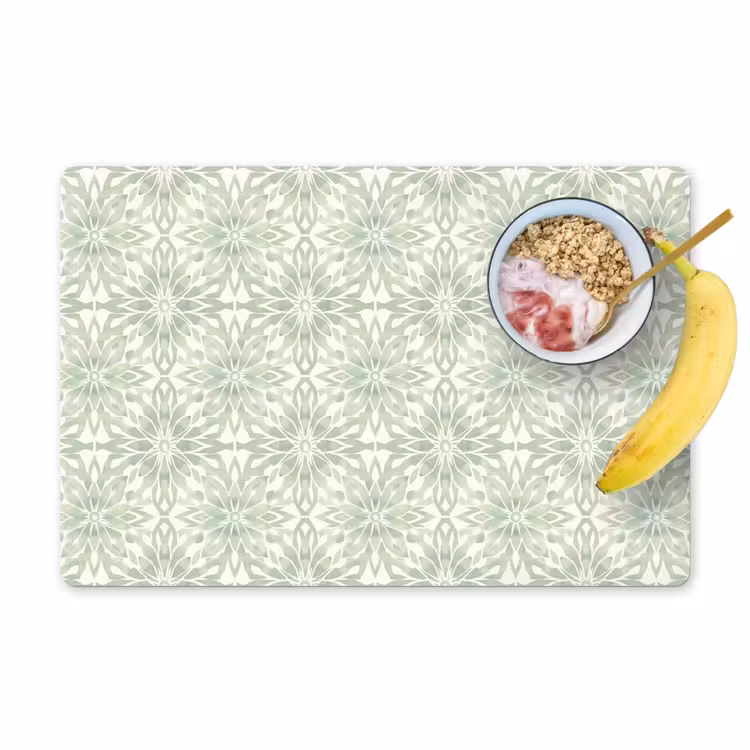 Placemat - 6 stuks - Saliegroen - Symmetrisch - Mandala - Ornament - Patroon — 1