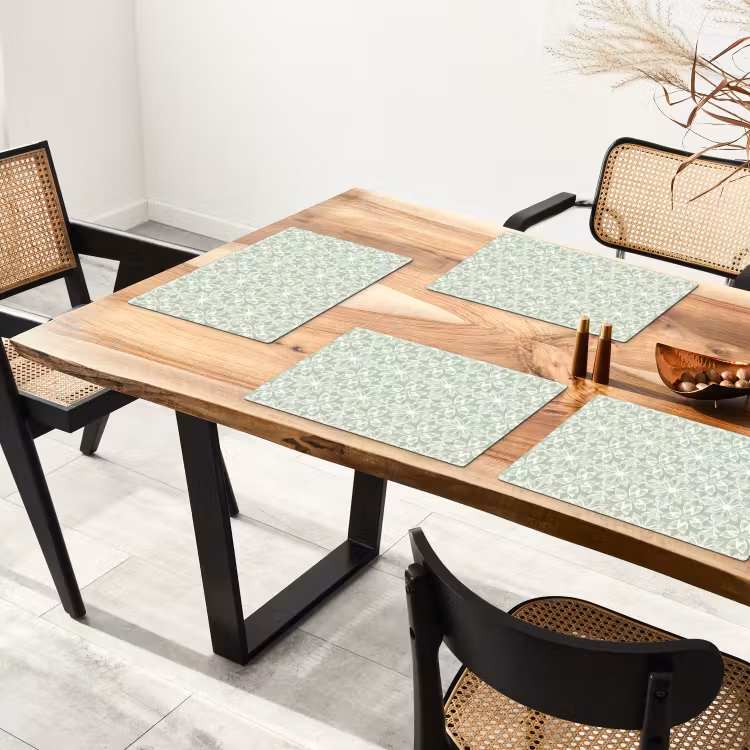Placemat - 6 stuks - Saliegroen - Symmetrisch - Mandala - Ornament - Patroon — 5