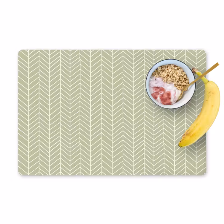 Placemat - 6 stuks - Saliegroen - Visgraat - Geometrisch - Patroon — 1