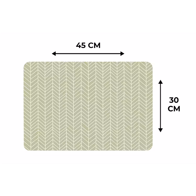 Placemat - 6 stuks - Saliegroen - Visgraat - Geometrisch - Patroon — 3